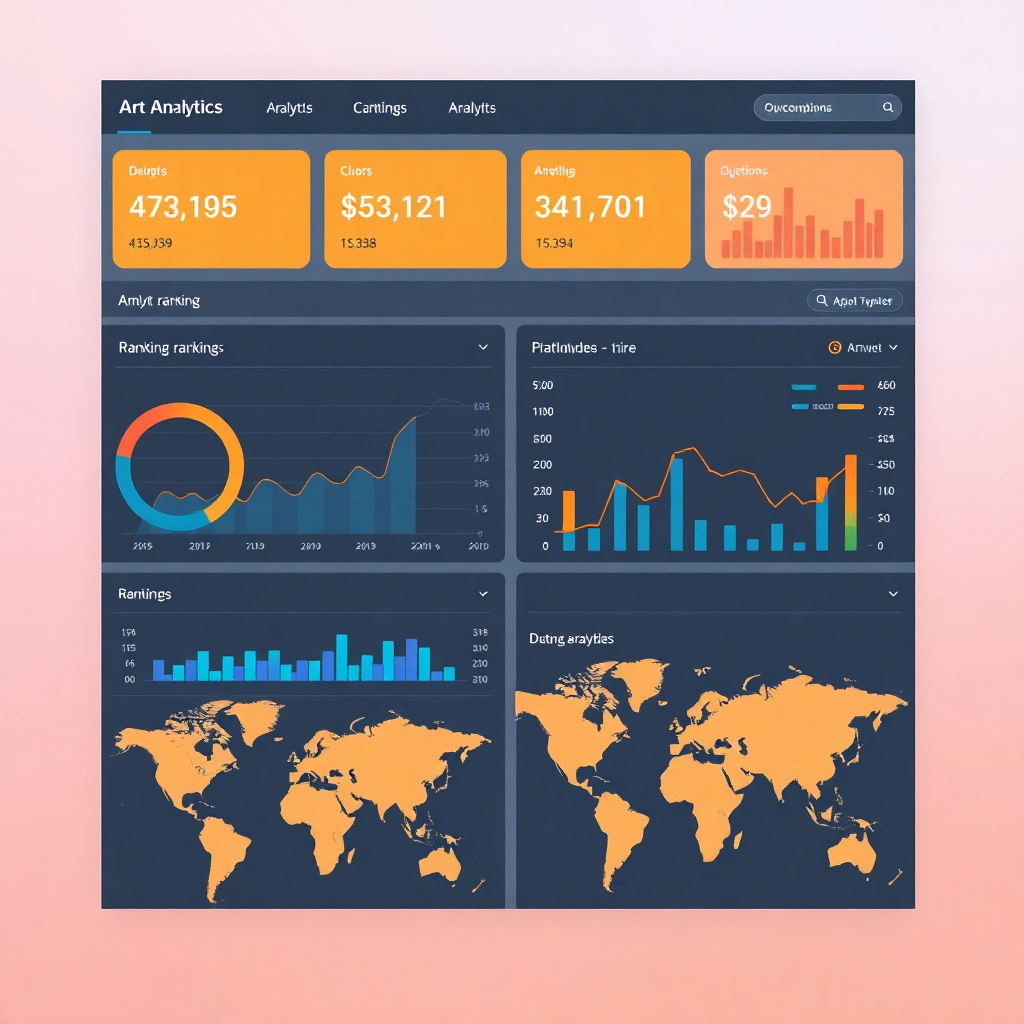 modern analytics dashboard showing PinVista Score breakdown with dimension charts and actionable recommendations, clean interface design